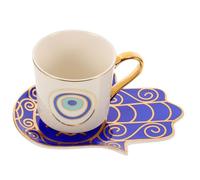 Kichvoe Ensemble De Tasses À Café En Porcelaine De Style Rétro Soucoupe Tasse Anti-mauvais Œil Résistante À La Chaleur Pour Une Manipulation Facile Pour Lheure Du Thé