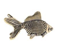 Kichvoe Figurine de Poisson Rouge Antique en Bronze Patiné, Décoration Feng Shui pour Maison et Bureau, Accessoire pour Table à Thé Kung Fu, Symbole de Richesse et Prospérité, Statuette