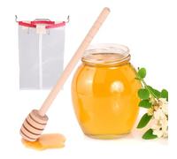 Kichvoe Filet à Miel en Nylon Réutilisable 2 Pcs Bâtonnet Mélangeur en Bois, Passoire Fine pour Filtration du Miel et Impuretés, Outil de Filtration Pratique pour Apiculture Cuisine