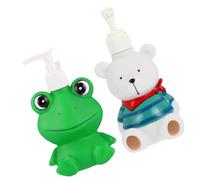 Kichvoe Flacon Distributeur de Shampoing 2 Pièces Motif Ours et Grenouille Pompe Doseur 300 Ml pour Gel Bain et Lotion Garçon et Filles