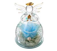 Kichvoe Fleurs Immortelles sous Verre Ange Décoratif de Bureau Intérieur | Verre et Fleur, Design à Fond Plat, Finition Soignée, Usage Créatif pour Intérieur, Saint-valentin