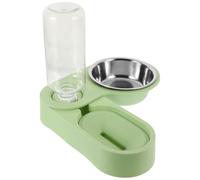 Kichvoe Gamelle Double pour Chat en Acier Inoxydable Support Pliable et Pivotant, Distributeur de Nourriture et d'eau, Coloris Vert, Adaptée pour Alimentation Quotidienne des Animaux
