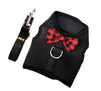 Kichvoe Harnais pour Petits Animaux en Maille Respirante, Taille S, Couleur Noire, Ensemble Harnais et Sangle de Traction Ajustable, Adapté pour Lapin, Cochon D’Inde et Écureuil,