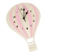 Kichvoe Horloge Murale Décorative Montgolfière en Bois, Silencieuse, Rose