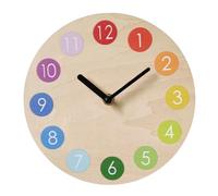 Kichvoe Horloge Murale Silencieuse Ronde 29 Cm en Bois Décorative Arc-en-Ciel pour Chambre D’garçon et Filles, Pendule Murale sans Pile, Décoration Intérieure Maison Couleur Aléatoire