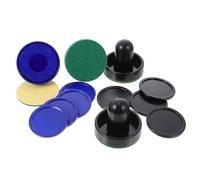 Kichvoe Jeu de 2 Sets de Poussoirs en Plastique 60mm et Palets 51mm Noirs et Bleu Roi pour Hockey sur Air, Accessoires de Remplacement pour Table de Air Hockey, Kit Complet pour Jeux