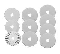 Kichvoe Lames de Coupeuse Rotative Formes Droites, Pointillées, Dentelées et Ondulées 10 Pièces 45 Mm en Acier Argenté Bords Incisifs pour Quilting et Projets DIY