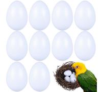 Kichvoe Lot de 10 Œufs Factices en Plastique Blanc pour Calopsittes et Mandarins, Outil D'élevage pour Augmenter la Ponte, Accessoire Réaliste pour Oiseaux