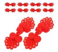 Kichvoe Lot de 12 Boutons Décoratifs Chinois Rouges en Tissu pour Couture, Style Traditionnel Ethnique, pour Projets DIY et Costumes Classiques