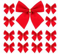 Kichvoe Lot de 12 NœUds Rouge en Velours pour Sapin De NoëL DéCorations Suspendues ÉLéGantes pour Arbre De NoëL FêTes De Fin D'AnnéE