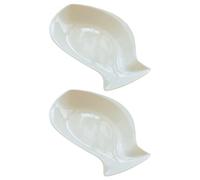 Kichvoe Lot de 2 Assiettes en Céramique de Poisson, Plat Profond Résistant Micro-ondes, Blanc Sobre, pour Service et Conservation des Aliments, Plateau Repas Multifonction Cuisine