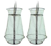 Kichvoe Lot de 2 Cages à Poissons Pliables 25 Cm en Filet Anti-Rayures, Pièges à Pêche Portables Légers Ouverture Verrouillable, Filet de Piégeage Solide pour Éperlans, Crabes et