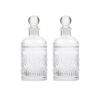 Kichvoe Lot de 2 Flacons Diffuseurs Parfum en Verre Sculpté Rétro 200 ML, Décoration Chambre et Bureau, Bocal en Verre Transparent pour Aromathérapie et Diffusion D’Ambiance