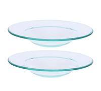 Kichvoe Lot de 2 Plaques Chauffe-Bougie en Verre Transparent, Coupelles Réutilisables pour Diffuseur Aromathérapie, Plat de Remplacement Résistant la Chaleur pour Chauffe-huiles