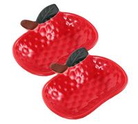 Kichvoe Lot de 2 plats à sauce en céramique : bols à trempette 12,4 x 12,9 cm, plateau à collation en porcelaine en forme de pomme, récipients pour assaisonnements à sushi, assiette à fruits