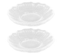 Kichvoe Lot de 2 Soucoupes Rondes en Verre Transparent Motif Vertical, Dessous de Verre pour Tasse à Thé, Assiettes Petites pour Apéritif, Décoration de Table Polyvalente, 10 Réutilisable