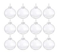 Kichvoe Lot de 20 Boules de Noël Transparentes, en Plastique Transparent, Plates Et à Suspendre, pour Décoration de Sapin de Noël, 8,5 X 6 X 3,2 Cm, Incassables, pour Fêtes de Fin D'année.