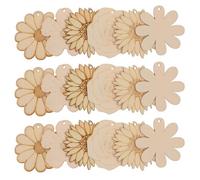 Kichvoe Lot de 20 Fleurs en Bois à Peindre, Décorations Artisanales avec Corde en Jute Beige, Légères et Faciles à Transporter pour Projets D'art et Fêtes Garçon et Filles