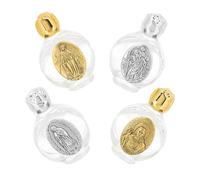 Kichvoe Lot de 4 Bouteilles d'eau Bénite Rechargeables en Verre Décorées Motifs Anciens Or et Argenté, Petites Bouteilles Décoratives pour Baptême et Décoration Style Aléatoire