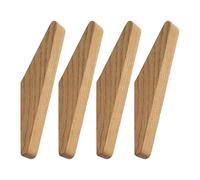 Kichvoe Lot de 4 crochets muraux en bois : crochets muraux pour manteaux, chapeaux et serviettes - élégant support de suspension en bois pour entrée, salle de bain ou bureau