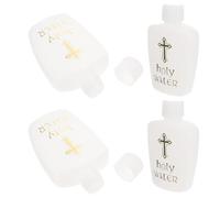 Kichvoe Lot de 4 Mini-Bouteilles d'eau Bénite en Plastique 60 ML, Flacons Décoratifs pour Mariage et Baptême, Présents de Fête Légers et Rechargeables, Décoration D'église et Table