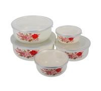 Kichvoe Lot De 5 Saladiers En Émail Avec Couvercle Bols De Service Bols À Soupe Couvercles Bols Gigognes Émaillés Récipients Pour Aliments Récipients À Fruits Pour La Préparation