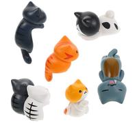 Kichvoe Lot de 6 Figurines Chat en PVC pour Décoration Intérieure de Voiture, Mini Statues Kawaii Vue de Dos, Accessoires Tableau de Bord, Décorations Animaux pour Ambiance Cosy,