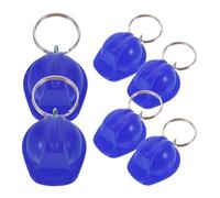Kichvoe Lot de 6 Porte-clés Casque Mini en Alliage de Zinc et Plastique Bleu, Léger et Compact, Porte-clés Esthétique Multifonction pour Clés de Voiture, Paquet à Dos, Présents D’invités