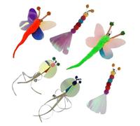 Kichvoe Lot de 6 Têtes de Rechange Chat Interactif, Accessoires pour Animaux de Compagnie, pour Chaton Intérieur, Mix Plumes Papillaires, Abeille et Chenille, Recharge Style Aléatoire