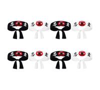 Kichvoe Lot de 8 Bandeaux Ninja Japonerie Imprimé, 4 Motifs Différents, Tissu Doux Confortable, Bandeaux Karaté et Chef Sushi Polyvalents, Accessoires Déguisement Samouraï pour Fêtes