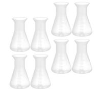Kichvoe Lot de 8 Fioles Erlenmeyer en Plastique 50 Ml Col Étroit, Flacons Coniques Gradués pour Laboratoire Chimique, Flacon pour L'expérience Scientifique et Mesure Précise des Liquides,