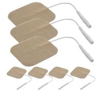 Kichvoe Lot de 8 Patchs Électrodes Auto-adhésifs 5x5 Cm en Tissu Non Tissé Marron Clair, Compatibles Électrostimulateurs, Coussins de Massage Portables pour Dos, Nuque et Épaules,
