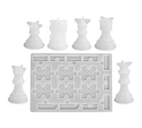 Kichvoe Moule en Silicone pour Échecs DIY Flexible Blanc, Set Complet pour Création de Pièces de Jeu D'échecs Artisanales et Loisirs Créatifs
