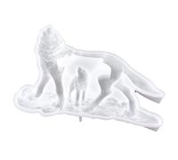 Kichvoe Moule Silicone pour Résine Époxy Modèle de Loup Contemplant la Lune pour Artisanat Soi-Même
