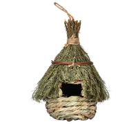Kichvoe Nichoir Extérieur Tissé la Main en Jonc de Mer Naturel, Nid D’Oiseau Suspendu Décoratif pour Jardin, Abri pour Élevage et Reproduction des Oiseaux, Décoration de Jardin Rustique