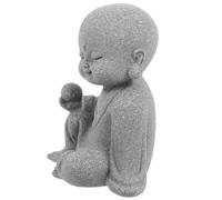 Kichvoe Ornement Bouddha pour Aquarium en Résine Pierre Artificielle Gris Ardoise, Petite Statue Moine Base Stable, Décoration sous-Marine pour Aquarium et Bureau, Figurine Bouddha Fish