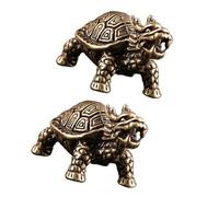 Kichvoe Ornement Créatif de Tortue Dragon Lot de 2 Pièces en Laiton Antique Solide et Résistant, Décoration Unique pour Bureau ou Salon