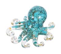 Kichvoe Ornement en Cristal Pieuvre 1 Pièce Éclats de Turquoise et Feuilles D’Or, Décoration Marine Détaillée pour Aquarium, Bureau et Maison, Figurine Océanique Artistique et Décorative