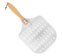 Kichvoe Pelle à Pizza Carrée Perforée en Aluminium avec Manche en Bois Antidérapant pour Restaurants Fast Food et Cuisson Sûre et Pratique