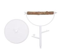 Kichvoe Perchoir en Bois Blanc avec Plateau Rond, Support D’entraînement Oiseaux, Support de Dressage de Bureau pour Perroquet, Accessoire de Mastication et Exercice pour Oiseaux
