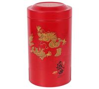 Kichvoe Petite boîte à thé ronde avec couvercles hermétiques pour le Nouvel An chinois - Année du dragon - Pour thé, café, bonbons, épices - Rouge