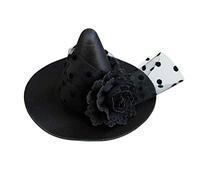 Kichvoe Pinces À Cheveux Pour Enfants Petit Chapeau de Sorcière Halloween Mesh Hat Witch Gothic Cosplay Witch Mini Hat Retro Black Flower Coil Clip Headswear Pinces À Cheveux