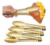 Kichvoe Pinces Cuisine en Acier Inoxydable 201 Dorées, Lot de 4, Surface Lisse et Utilisation Polyvalente pour Barbecue, Salade et Buffet Finition Élégante