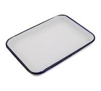 Kichvoe Plaque de Cuisson en Porcelaine Émaillée Blanche Rectangulaire, Résistante à L'usure et Antiadhésive, pour Pizza et Cuisson Four Vintage et Élégante
