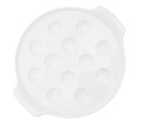 Kichvoe Plat à Escargots en Céramique Blanc 28 Cm 12 Compartiments avec Doubles Poignées, Plat de Cuisson Compatible Four pour Fruits de Mer, pour Maison et Restaurant