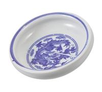 Kichvoe Plat Encre Calligraphie en Céramique Bleu et Blanc Petit Modèle, Lave-pinceaux Porte-encre Multifonction pour Dessin et Peinture, Bol Encre Traditionnel Chinois pour Bureau