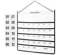 Kichvoe Pochette Murale Calendrier en Non-tissé Blanche, Organiseur Mural pour Rangement Mensuel, Pochette de Rangement Pratique à Suspendre pour Petits Objets, Maison et Bureau