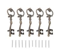 Kichvoe Poignées de Commode Anciennes en Alliage de Zinc Lot de 5 Forme Clé Vintage, Résistantes à L'usure, Faciles à Utiliser Entraxe 58 Mm Adaptées pour Bureaux et Cuisines