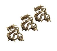 Kichvoe Porte-clés Dragon en Laiton Or 3 Pièces, Pendentif Solide Soi-même Finition Antique, Ornement Chic pour Accessoires Clés