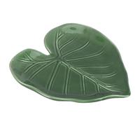 Kichvoe Repose-cuillère en Céramique Résistant la Chaleur, Forme Feuille Verte Monstera, Support Ustensiles Cuisine Polyvalent pour Plaque de Cuisson, Porte-sachet de Thé et Assiette